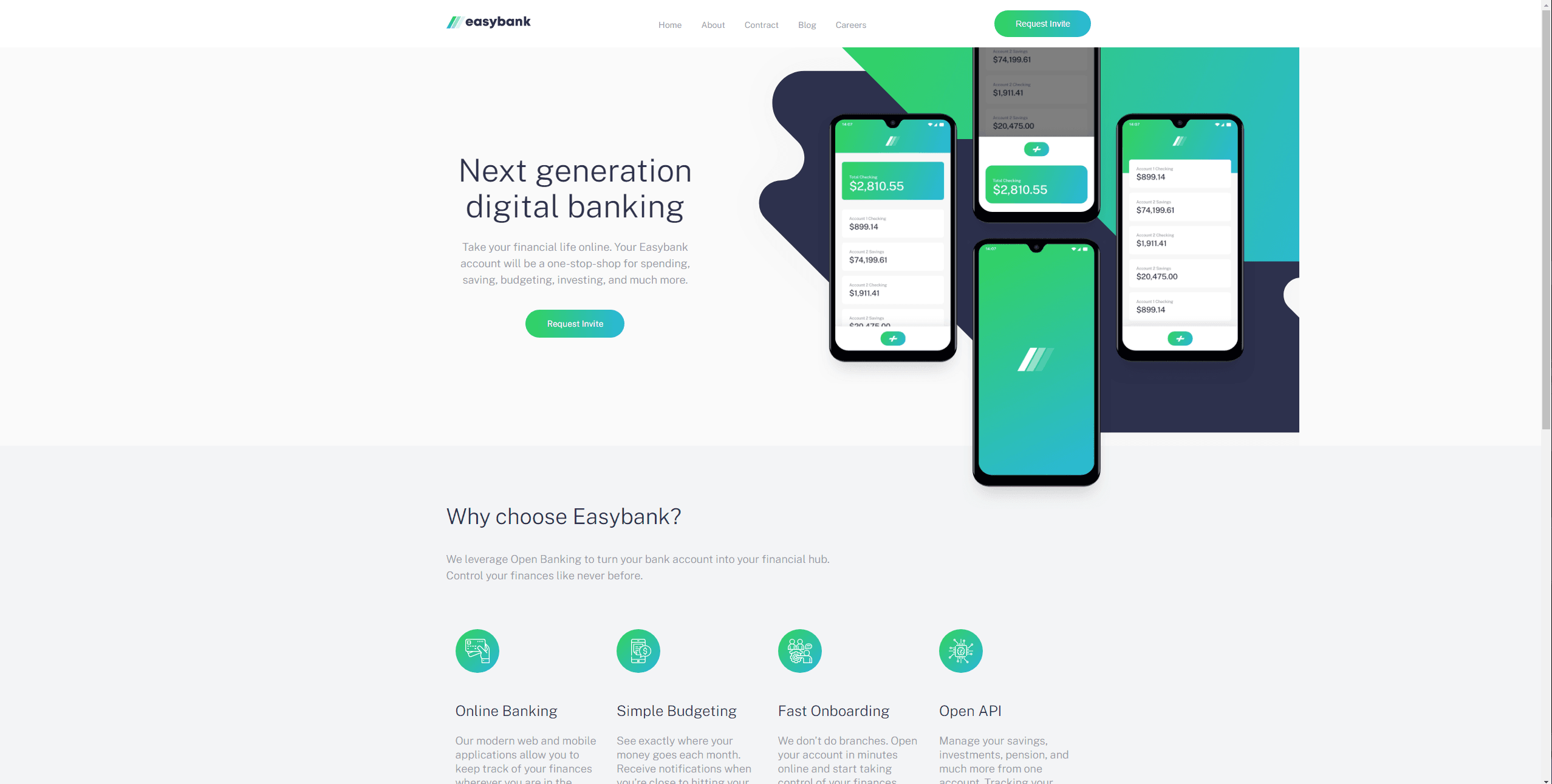 Screenshot of EasyBank website