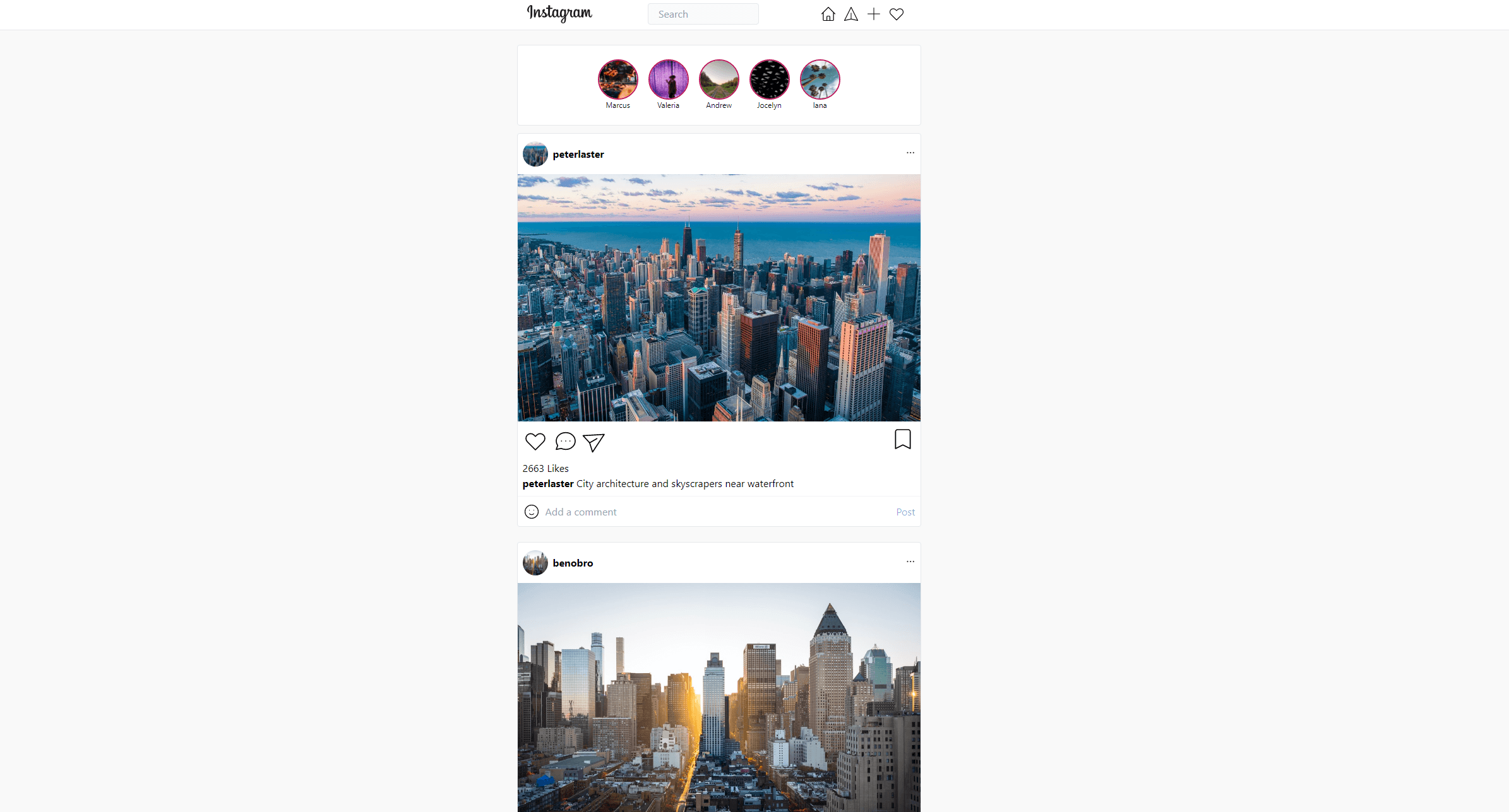 Screenshot of Instagram